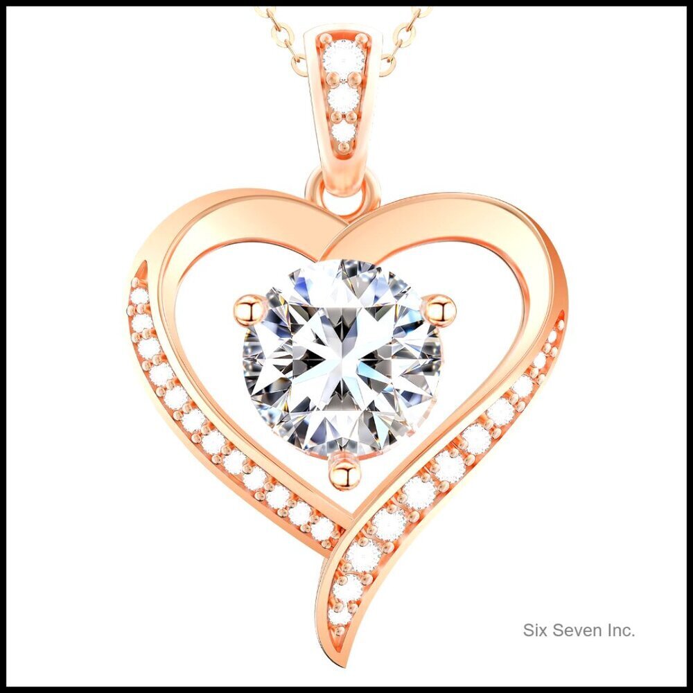 Moissanite Heart Pendant Necklace 925 Silver Elegant Anniversary Gift